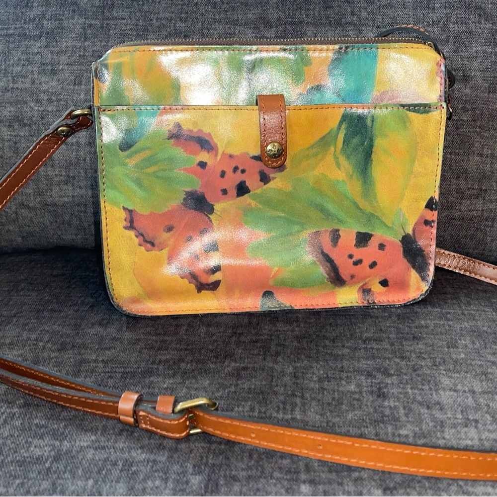 Patricia Nash Vallata Watercolor Butterfly Leather Crossbody
